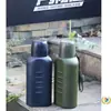 Botella de Agua Plana Aislada de Acero Inoxidable 304 500ml Taza Aislada de Doble Capa al Vacío Unidad Emisión Pública Tapa de Botella Taza para Té y Agua