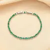 Pulsera de Zirconia Verde Rectangular Apilable de Diseño de Nicho de Moda Xiaohongshu para Mujer con Cierre de Extensión, Pulsera de Estilo Lujo Ligero