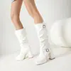 2026 botas de mujer de gran tamaño 40-48, con hebilla de cinturón, tacón alto ultra alto, tacón grueso cuadrado, de tacón grueso, transfronterizas