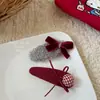 Novo Prendedor de Cabelo Vermelho com Laço Estilo Coreano, Prendedor Lateral de Tecido Feito à Mão para Crianças, Prendedor para Franja