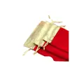 Bolsa para Joias, Bolsa da Sorte, Bolsa de Veludo Vermelho com Acabamento Dourado, Bolsa de Veludo com Cordão, Pequena Bolsa de Veludo, Bolsa para Embalagem de Joias