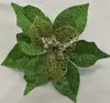 Flores de Natal, Decorações de Árvore de Natal, Enfeites de Flores Artificiais, Pó de Glitter, Cabeças de Flores com Glitter