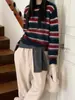 Tallas actualizadas para artículos enviados: Suéter coreano chic de otoño/invierno, de cuello redondo, a rayas y manga larga, ropa versátil y elegante para mujer
