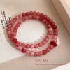 Pulsera de "Flor de Durazno" Apilada de Doble Capa de Piedra Solar Dulce Elegante Pulsera de Ágata Roja Pulsera Artística de Nuevo Estilo Chino