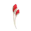 Broche de Flor de Tulipán Rojo Pintado con Circonita Micro Pavimentada, Gama Alta, Lujo Accesible, Exquisitos Accesorios de Solapa para Chaqueta