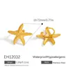 Pendientes Transfronterizos de Acero Inoxidable Nuevo Estilo, Personalizados y de Moda Estilo Océano Coral Caracola Estrella de Mar Chapados en Oro de 18K Impermeables