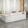Escritorio de Recepción Clásico, Mostrador de Bar Elegante y Lujoso, Mostrador para Farmacia, Tienda de Maternidad y Bebés, Gabinete de Esquina Lacado, Mesa de Almacenamiento de Moda para Empresa
