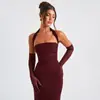 Estilo Francés Venta Caliente Transfronteriza Top Tubo Color Sólido para Mujer Espalda Descubierta con Tirantes Plisados Moda Sexy Elegante Ajustado Vestido