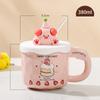 Regalo de cumpleaños para niñas, taza con forma de pastel de animales de dibujos animados, taza de agua creativa para el hogar, taza con pajita para niñas