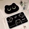 Alfombra Absorbente para Baño Terciopelo de Cristal Resistente a la Suciedad Alfombra para Entrada de Inodoro Gato Lindo Dibujo Animado Felpudo de Gato