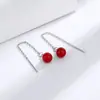 Hilo para Oreja de Cinabrio Rojo para Mujer 2022 Nuevo de Moda Tendencia Pendientes de Año Nuevo Lujo Ligero Pendientes de Botón de Nicho Sentido de Alta Gama Temperamento