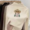 Camiseta de Manga Larga de Cuello Alto para Niña Estilosa Ropa de Otoño/Invierno Infantil De Rong Capa Base Cálida Top Versátil con Volantes