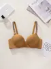 Lencería sin costuras para mujer en verano, simple y cómoda, los pechos pequeños se juntan para hacer que parezcan más grandes, sujetador sexy anti-caída con tirante de letras expuestas