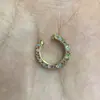 Joia com fivela de pérola microincrustada com diamante colorido clipe de osso da orelha zircônia colorida brincos de clipe de orelha simples cobre banhado a ouro 18K VE131