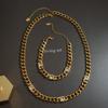 Nuevo Conjunto de Joyería de Pulsera y Collar de Zirconia Estilo Retro Tailandés Chicas Picantes Nicho Viento Frío Joyería al por Mayor Acero de Titanio Transfronterizo