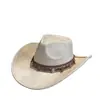 Sombrero de Vaquero Occidental Retro Americano de Nuevo Estilo para Mujer con Ala Ancha, Protección Solar, Circunferencia de Cabeza Grande, Sombrero para Senderismo al Aire Libre, Sombrero de Sol para Viaje
