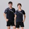 Nuevo traje de bádminton para mujer, deportivo, de secado rápido, transpirable, de manga corta, para hombre, ropa de competición, tenis de mesa, estampado.