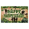 Nova decoração de festa de aniversário com tema militar Bandeira de puxar de aniversário Bandeira de puxar camuflada Pingente espiral Inserção para bolo
