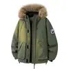 Ropa de Trabajo para Exteriores Estilo Montaña con Cuello de Piel, Chaqueta de Algodón Gruesa de Invierno Unisex, Abrigo Cálido con Cuello de Piel