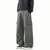 Calça Masculina Casual Nova Outono e Inverno 2026, Corte Reto Amplo, Versátil, Lavada, Estilo Simples, Multi-Bolsos, Estilo Americano Tendência