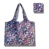 Sacola de Compras Dobrável, Bolsa Quadrada de Tecido Floral, Bolsa Tote Portátil e Resistente, Sacola Ecológica para Compras de Supermercado, Bolsa Impermeável para Armazenamento