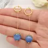 Pendientes Colgantes de Cuentas Redondas con Agujero Pasante Coloridos Retro Artísticos, Pendientes Elegantes de Lujo Ligero con Personalidad Estilo Chino, Accesorios para Orejas Versátiles de Moda