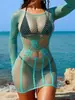 Vestido de playa de malla tejida floral para mujer, para cruzar fronteras, cubrepaseo de bikini, vestido de vacaciones en la costa, en stock de fábrica