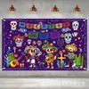 Decoración de Fiesta Transfronteriza 2024 Fondo Morado Bailando Día de Muertos México Fantasma Calavera Banner Infantil