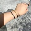 Pulsera Clásica de Moda de Lujo Ligero Simple Mobius Torcida Acero de Titanio Pulsera Abierta Oro 18k Color Acero