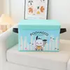 Caixa de Armazenamento Flip de Couro Série Listrada Desenho Animado para Suprimentos de Mesa Escritório Quarto Caixa de Armazenamento Dobrável