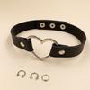 Collar de Cuero con Corazón Punk Collar de Cuero Collar Hebilla de Clavo en Forma de Corazón Combinación de Joyería para Anillo de Nariz N6052