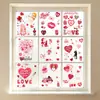 Decoración de Pegatina para Puerta de Gabinete de Vidrio Estático de Ventana Atmósfera de Corazón de Búho Cupido Día de San Valentín Pareja