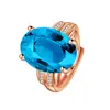 Gran Venta Anillo de Diamante Azul Grafito Grande Desnudo Anillo de Gema Topacio Chapado en Oro de 18 Quilates Diamante Zafiro Anillo Abierto