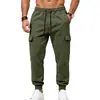 Pantalones deportivos tipo jogger elásticos con cordón, multibolsillos, transfronterizos, para hombre, estilo ropa de trabajo, 2026