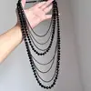 Diseño de Nicho Collar de Perlas de Cristal Negro Multicapa para Mujer Cadena Larga Retro Simple Elegante para Suéter