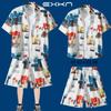 Traje de Camisa de Playa de Manga Corta de Verano para Hombre Vacaciones de Viaje en Sanya Ropa de Tallas Grandes Ropa de Viaje a la Orilla del Mar Ropa de Verano