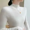 Nuevo suéter de punto de cachemira sin costuras de una pieza para otoño e invierno, de corte ajustado para mujer, con cuello alto medio, una capa base de punto ajustada