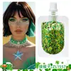 Gel Brillante Transfronterizo en Bolsa para Festivales de Carnaval, Maquillaje de Brillo Facial, Escamas de Brillo Corporal, Parches de Maquillaje