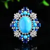 Broche Retrô Azul Pinheiro Azul Sintético para Mulheres Acessórios de Blazer Casaco Cheongsam Pin de Temperamento de Alta Qualidade para Banquete Vestido de Noite