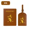 Porta passaporte e caderneta de poupança em couro PU com manchas pode ser fixado LOGO mapa bronzear etiqueta de bagagem transfronteiriça conjunto de bolsas para caderneta de poupança