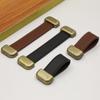 Cajón Armario Puerta Piel con Textura de Lichi Tirador Manija Zapatero Armario Agujero Único Mesita de Noche Manija de Piel PU Manija de Cuero Negro