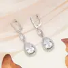 Xp17 Cross-Border Aliexpress Wish Brincos Populares Europeus e Americanos Mais Vendidos Brincos de Zircônia Azul Safira em Formato de Gota para Mulheres