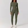 Conjunto de Roupa de Yoga Duas Peças Secagem Rápida Escovado Transfronteiriço, Conjunto de Roupa de Yoga Cor Sólida Gola Redonda Sensação de Pele Nu, Conjunto de Roupa para Esportes e Fitness