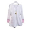 Diseño de Botones Estilo Nacional Top Blanco para Mujer 2026 Primavera y Otoño Nueva Moda Femenina Holgado Adelgazante en Capas Talla Grande Camiseta para Mujer