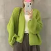 Novo Cardigan de Malha Canelada Macia Estilo Coreano Preguiçoso Outono/Inverno 2026 para Mulheres, Caimento Solto, Emagrecimento, Casaco Suéter Versátil