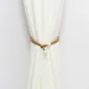 Amarres para Cortinas, Amarres Sencillos Estilo Europeo Sin Taladro, Cuerdas Creativas con Perlas para Cortinas, Clips Decorativos Sencillos para Cortinas