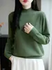 Nuevo suéter de punto con cuello medio alto, jersey de otoño e invierno, camiseta básica de manga larga, top para mujer