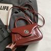 Bolsa Cuadrada Pequeña Portátil de Cuero con Textura de Cera Aceitosa Retro de Moda Coreana Más Vendida para Mujeres para el Trabajo y los Viajes, Bolso Cruzado Versátil