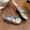 Zapatos Mary Jane con Lazo para Mujer 2026 Nuevos Planos Franceses Zapatos de Ballet de una Sola Correa Punta Cuadrada Versátiles