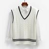 Chaleco de Punto Estilo Académico Nuevo de Primavera y Otoño Transfronterizo para Mujer, Suelto, para Exterior, sin Mangas, Cuello en V, Estilo Coreano